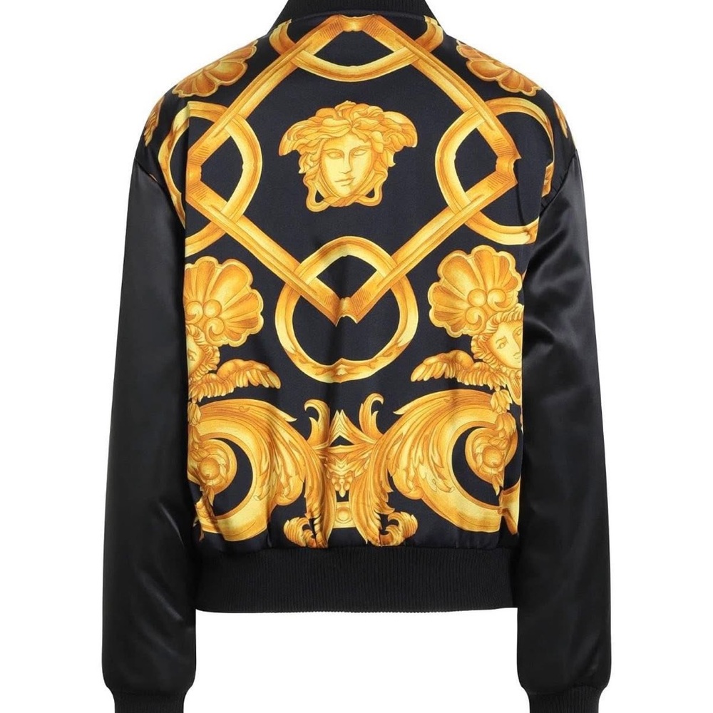 Versace Women's Satin Black Bomber Jacket